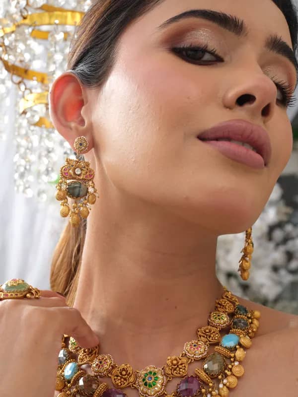 Gemstone antique earrings