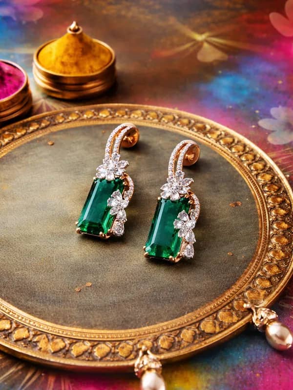 Emerald baguette earrings