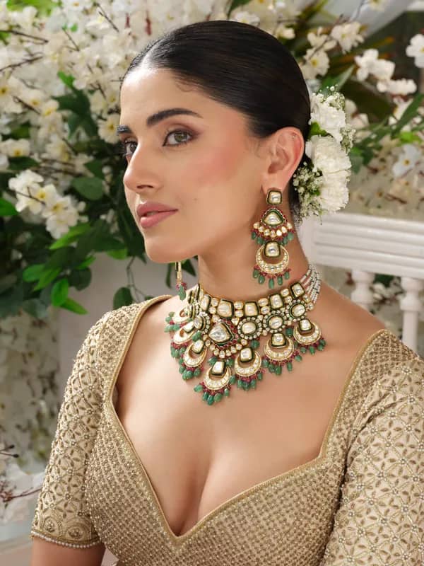 Polki bridal choker